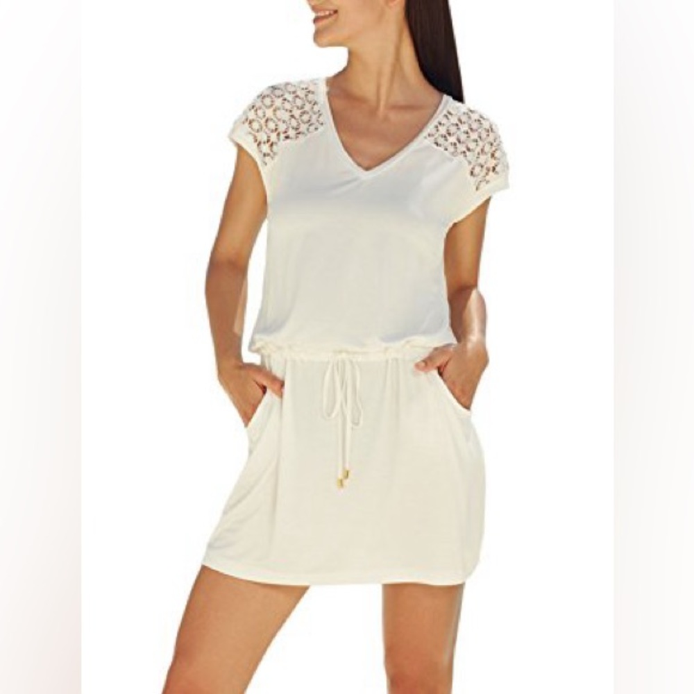 White Lace-Trimmed Swim Cover-Up